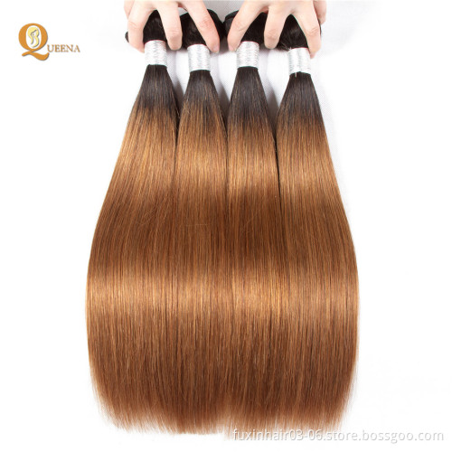 Brazilian Crochet Virgin Human Hair Weave Bundles With Closure Ombre Hair Extensions